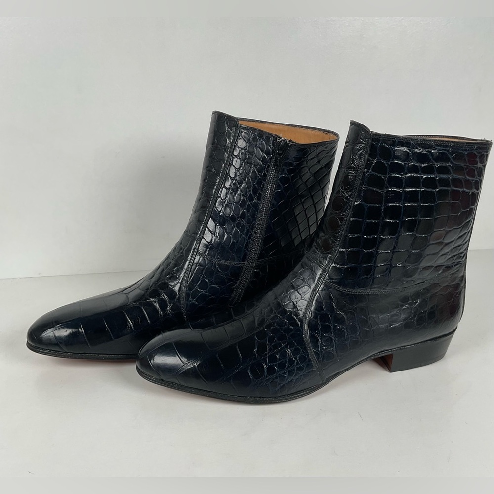 Mezlan for Avventura | Chelsea Zipper Boots | Dark Blue Crocodile | Men’s 10.5